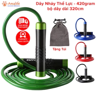 Dây Nhảy Thể Lực Nặng 450g Cho Người Luyện Võ Thuật, Boxing, Muay Thái (Tặng Túi) AngTop1 Chọn Màu Chính Hãng Amalife