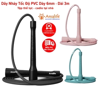 Dây Nhảy Tốc Độ Dài 3m Dày 6mm Nhựa Dẻo Dai PVC Dây Nhảy Tập Thể Lực Tập Cadio Tại Nhà Chọn Màu Chính Hãng Amalife
