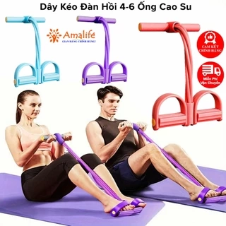 Dây Tập Bụng - Dây Kéo Đàn Hồi Kháng Lực 6 Ống Cao Su, 4 Ống Dây Tummy Trimmer Tập Gym Tại Nhà Hãng Amalife