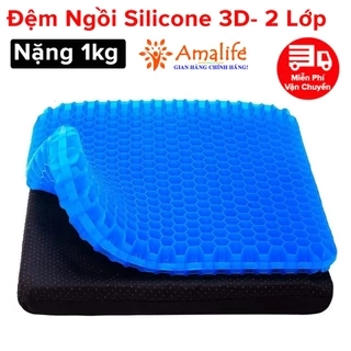 Đệm Ngồi 3D Silicone 2 Lớp 1kg Tổ Ong Lót Ghế Thoáng Khí Chống Đau Mỏi Lưng Kèm Túi Đựng Bọc Ngoài Chính Hãng Amalife