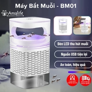 Đèn Bắt Muỗi Tia UV Cao Cấp, Máy Bắt Muỗi Diệt Côn Trùng Thông Minh Có Quạt Hút Cổng USB Chính Hãng Amalife - Mã BM01