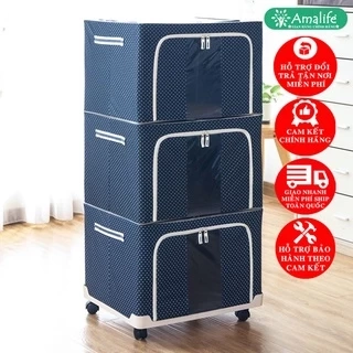 Hộp Vải Đựng Quần Áo 50*40*33cm, Túi Đựng Chăn Màn Đa Năng Có Khung Thép Cứng Bên Trong Gấp Gọn Chính Hãng Amalife