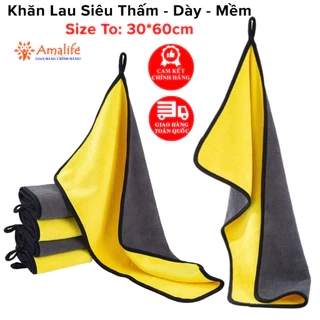 Khăn Lau Siêu To 30*60cm Siêu Thấm Khăn Lau Đa Năng Sợi Microfiber Siêu Dày Chuyên Dùng Cho Xe Ô Tô Chính Hãng Amalife