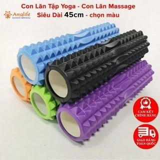 [Loại Siêu Dài 45cm] Con Lăn Yoga Massage Foam Roller - Ống Trụ Lăn Xốp Tập Thể Thao Giãn Cơ Gai Nhọn Chính Hãng Amalife