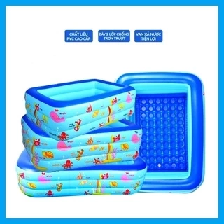 Bể bơi cho bé cao cấp hình chữ nhật đủ kích cỡ 2-3 tầng đáy 2 lớp chống trượt bền đẹp Amalife
