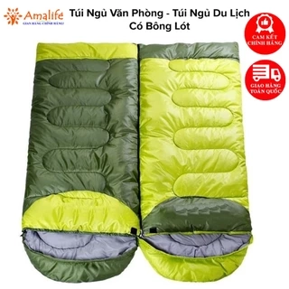 (FREE SHIP) Túi Ngủ Văn Phòng Du Lịch Cao Cấp Có Trùm Đầu Lót Bông Chính Hãng Amalife
