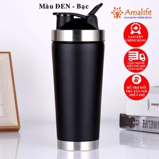 Bình Lắc Shaker Giữ Nhiệt Đựng Nước Inox 800ml - Tập Gym Thể Thao Chính Hãng Amalife – Kèm Bóng Lò Xo