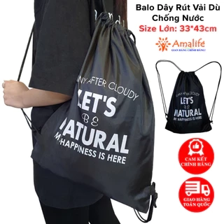 [Màu Đen] Balo Dây Rút Unisex Đựng Đồ Đa Năng, Túi Gấp, Túi Dây Rút Vải Dù Chống Thấm Nước Chính Hãng Amalife
