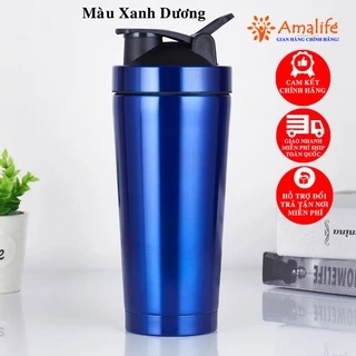 Bình Lắc Giữ Nhiệt Đựng Nước Shaker Inox 800ml, Bình Tập Gym Thể Thao Hãng Amalife Kèm Bóng Lò Xo Lắc