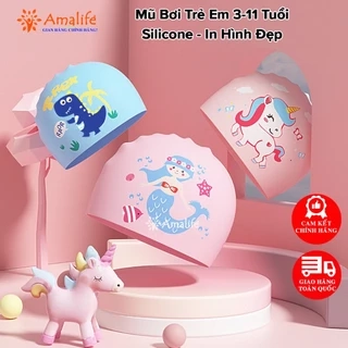 Mũ Bơi Cho Bé, Nón Bơi Silicon Trẻ Em Chống Nước Chính Hãng Amalife Siêu Bền, Co Giãn Cho Bé Trai Và Bé Gái