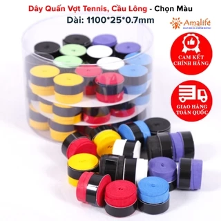 Quấn Cán Vợt Cầu Lông, Dây Quấn Cán Vợt Tennis PU Cao Cấp Thoáng Khí Êm Tay Size 1100*25*0.7mm Chính Hãng Amalife -1 cái