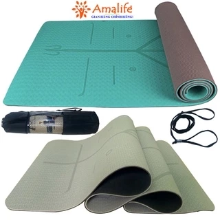 Thảm Tập Yoga 2 Lớp TPE 6mm 8mm Từ 79k Có Định Tuyến Tập Gym Thiền Pilates Chống Trượt Chính Hãn Amalife
