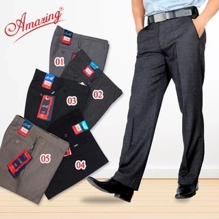 Quần tây nam Amazing, big size tới 100kg, họa tiết vân chìm, màu xám, không ly, form dáng chuẩn