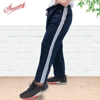 Quần thể thao 3 sọc màu xanh cho bé trai, đồng phục đi học lưng chun, đồ thể dục nam nữ, Amazing