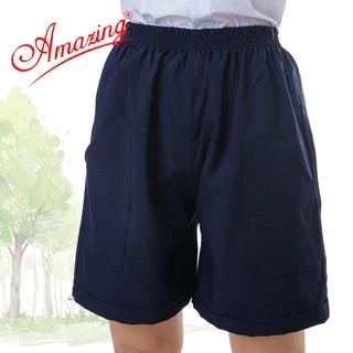 Quần đùi, short lưng thun học sinh cấp 1, màu xanh đi học, 2 túi đắp ngoài, từ 14 đến 95kg, AMAZING