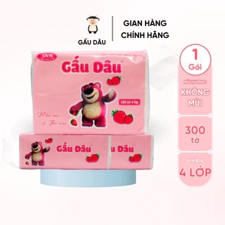1 Gói 300 Tờ 4 Lớp Khăn Giấy Khô Gấu Dâu