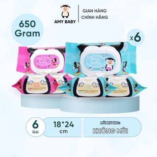 6 Gói Khăn Ướt 650gr Amy Baby Kháng Khuẩn