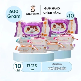 Thùng 10 Gói Khăn Ướt Baby Wipes Gói 600gram An Toàn Cho Da Bé