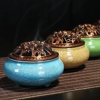 Lư xông trầm hương, nhang nụ, lư đốt trầm hương cao cấp gốm sứ