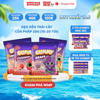 Kẹo Dẻo Trái Cây Gummy 20G (Combo 10 Túi & 20 Túi) - Nhập Khẩu Từ Pháp Của Pháp - ANDROS FRUIT ME UP GUMMY