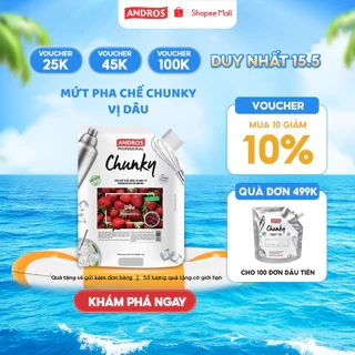 Mứt Pha Chế Dâu - Có miếng trái cây thật - Nguyên liệu pha chế - ANDROS CHUNKY - 1kg