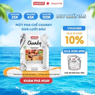 Mứt Pha Chế Dưa Lưới & Đào - Có miếng trái cây thật - Nguyên liệu pha chế - ANDROS CHUNKY - 1kg