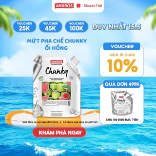 Mứt Pha Chế Ổi hồng - Có miếng trái cây thật - Nguyên liệu pha chế - ANDROS CHUNKY - 1kg
