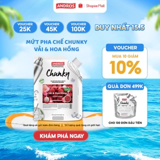 Mứt Pha Chế Vải & Hoa hồng - Có miếng trái cây thật - Nguyên liệu pha chế - ANDROS CHUNKY - 1kg