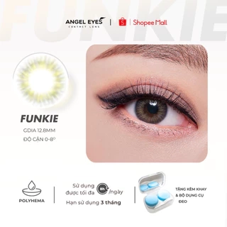 Kính áp tròng xám tây tự nhiên Funkie thương hiệu Angel Eyes | Lens cận màu xám đường kính nhỏ GDia 12.8mm có độ cận 0-8