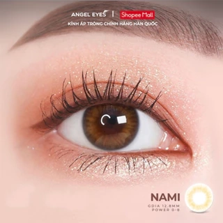Lens mắt nâu mật ong độ cận 0-8 Nami nhãn hiệu Angel Eyes, kính áp tròng màu nâu tây tự nhiên đường kính 12.8mm