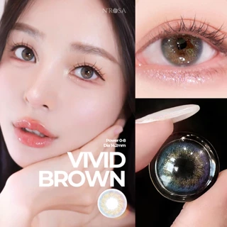 Lens nâu tự nhiên có độ cận 0-8 N’Rosa VividBrown cao cấp Angel Eyes phân phối | Kính áp tròng cận màu nâu cho mắt thở
