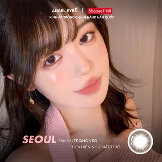 Lens nâu tự độ cận 0-8 Seoul hiệu Angel Eyes, kính áp tròng không giãn nâu tự nhiên như mắt thật Dia 14.0mm