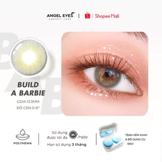 Lens xám tây có độ cận 0-8 Build a Barbie tự nhiên hiệu Angel Eyes (Lens màu xám khói có độ cận | Kính áp tròng màu xám)