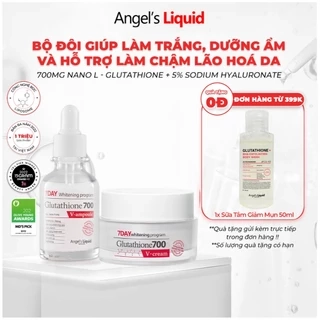 Bộ Đôi Serum, Kem Dưỡng Trắng Da, Cấp Ẩm Đa Tầng Angel's Liquid Glutathione 700mg + 5% HA Serum 30ml & Cream 50ml