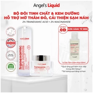 Bộ Sản Phẩm Xoá Thâm Đỏ Mờ Sạm Nám Chuyên Sâu Angel's Liquid Tranexamic Mela Ampoule & Cream (TRẮNG)
