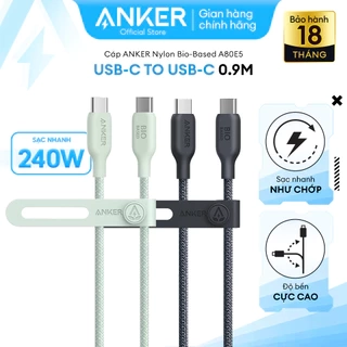 Cáp Sạc Anker Nylon Bio-braided 543 USB-C to USB-C Công Suất Tới 240W Dài 0.9M - A80E5