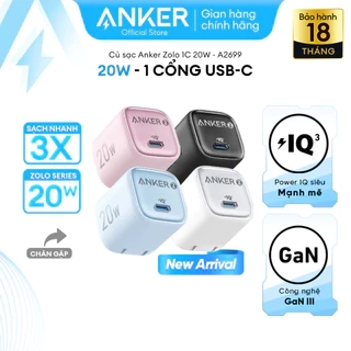 Củ sạc nhanh Anker Zolo GaN 30W 1 cổng USB-C Power IQ 3.0 - A2698 Hỗ trợ sạc nhanh từ iphone 8 trở lên