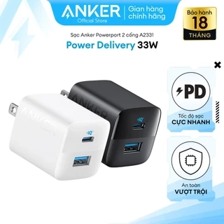 Sạc Anker 323 Công Suất 33W 2 Cổng - 1 USB & 1 USB-C - A2331