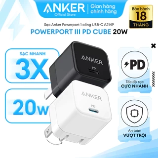 Sạc Nhanh Anker 312 PowerPort III PD Cube 1 cổng USB-C Công Suất 20W - A2149