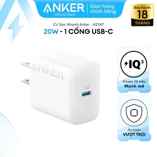 Sạc Nhanh Anker Type C IQ3 công suất 20W - 1 cổng USB-C - A2347