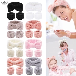 Bộ 3 Băng Đô Lông Cừu San Hô Thấm Hút Nước Tiện Dụng Rửa Mặt / Cổ Tay