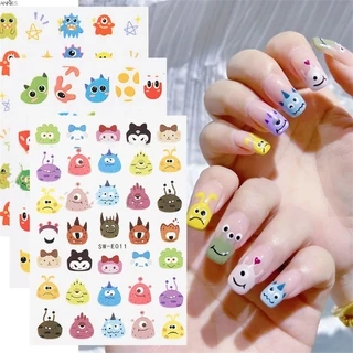 Miếng Dán Trang Trí Móng Tay Họa Tiết Hoạt Hình Quái Vật Mắt To Dễ Thương