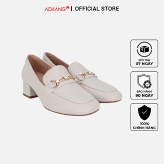 Giày Cao Gót Nữ Đế Vuông Da Bò AOKANG 1242114016