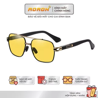 Kính Đi Đêm Bảo Vệ Mắt AORON Giúp Tầm Nhìn Rõ Nét Tránh Vật Cản Chống Bụi Khi Chạy Xe Tròng Phân Cực Gọng Hợp Kim AK061