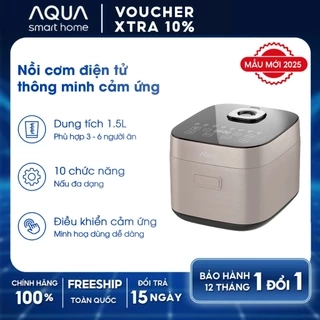 Nồi cơm điện tử AQUA RBC401R 1.5L, điều khiển cảm ứng 10 chế độ nấu, hẹn giờ 24 tiếng