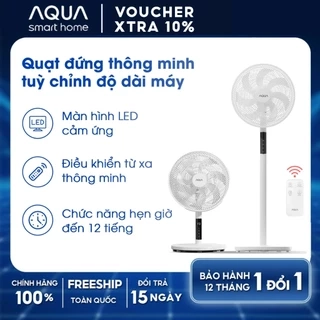Quạt cây đứng Aqua FED3501R thân quạt máy cảm ứng, điều khiển từ xa, hẹn giờ 12 tiếng, thu dài ngắn