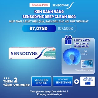 Kem đánh răng SENSODYNE Deep Clean 160g giúp giảm ê buốt hiệu quả, sạch sâu cho hơi thở thơm mát