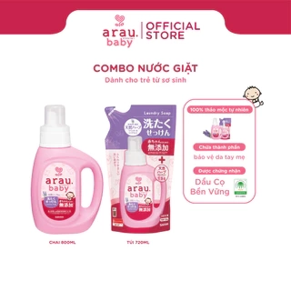 Combo Nước giặt đồ trẻ em Arau Baby bình 800ml + túi 720ml