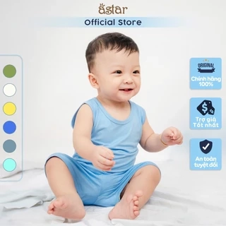 Bộ ba lỗ màu trơn Astar vải cotton rayon cho bé trai, bé gái 9 tháng đến 6 tuổi