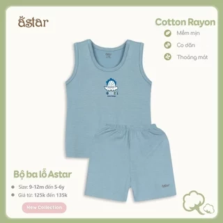 Bộ ba lỗ trẻ em ASTAR in hình ,vải petit cotton rayon, co giãn, mềm, mịn, mát, cho bé trai,bé gái từ 9 tháng đến 6 tuổi